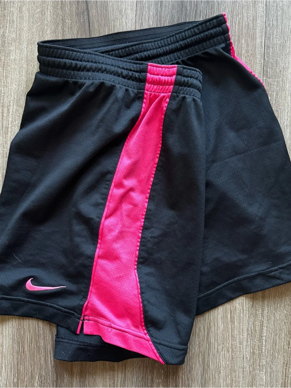 Nike Women's Black Shorts with Hot Pink Side Panels